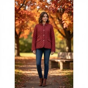 Massimo Dutti burgundy quilted jacket size XL